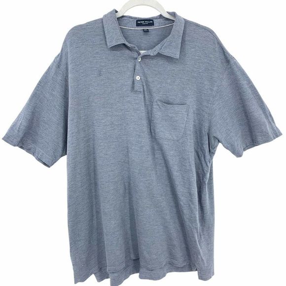 Peter Millar Other - Peter Millar Collection 2XL Marbled Blue Silk/Cotton Blend Polo Shirt